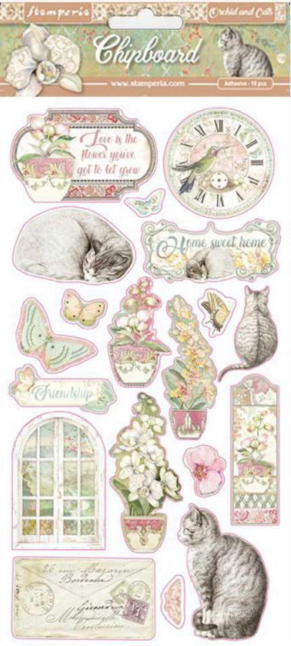 Stamperia Orchids and Cats Chipboard